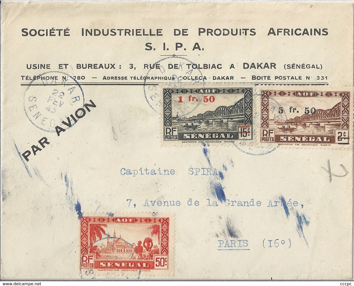 Sénégal Lettre Affranchie - Lettres & Documents