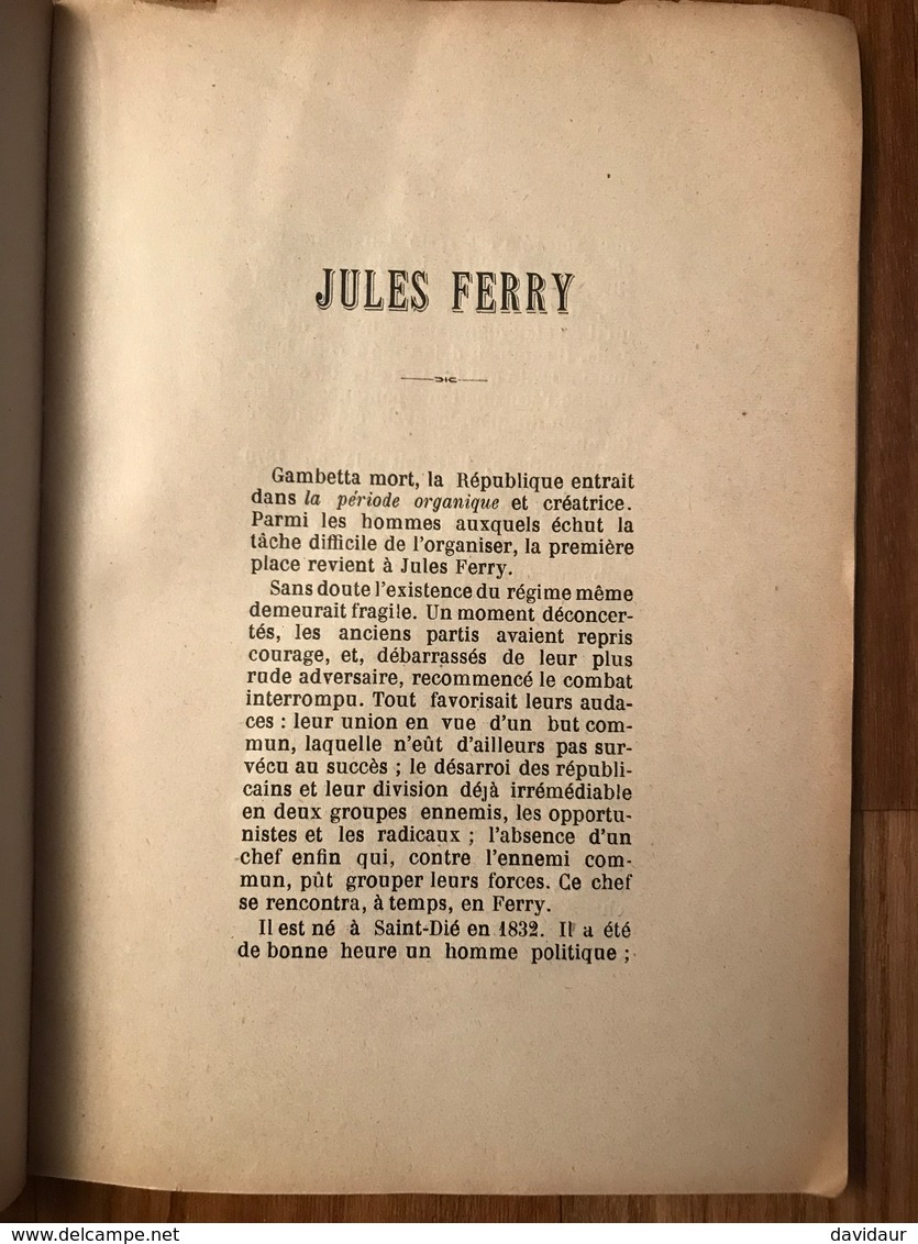 Roger Lévy - Trois Hommes D'État Républicains : Gambetta, Jules Ferry, Waldeck-Rousseau - 1901-1940