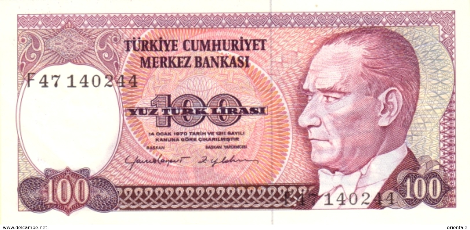 TURKEY P. 194b 100 L 1970 UNC - Turquie