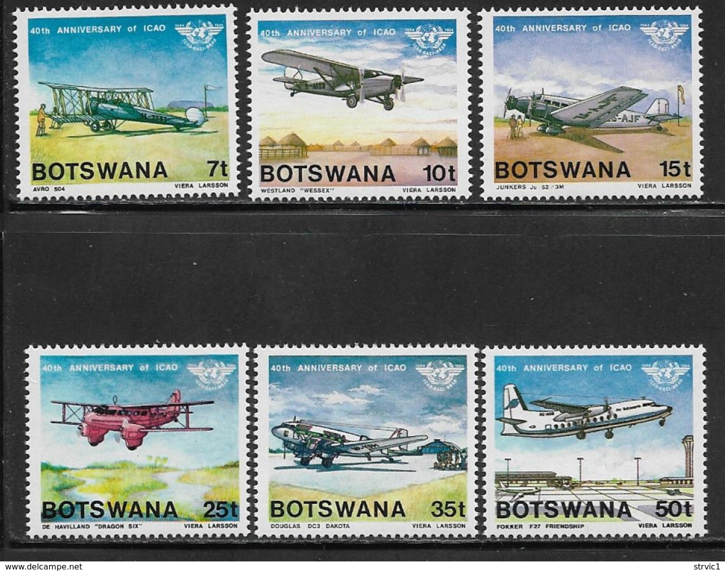 Botswana, Scott # 349-54 MNH Airplanes, 1984 - Botswana (1966-...)