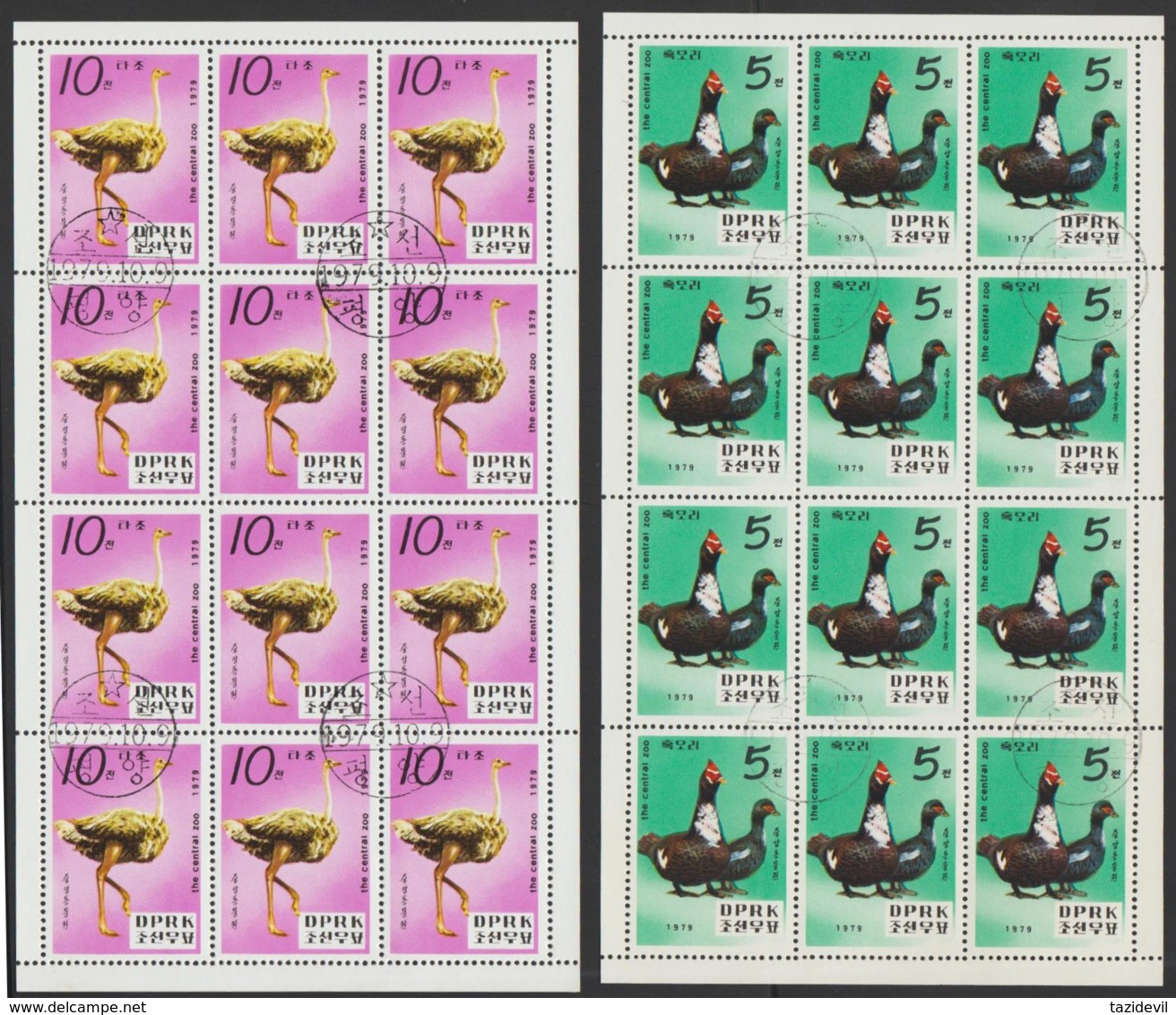 KOREA NORTH - 1979 Zoo Birds Sheets Of 12. Scott 1858-1863. Cancelled To Order. Shipping E6.50 - Corea Del Nord