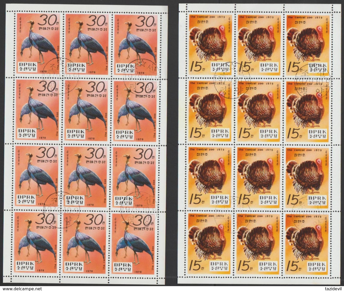 KOREA NORTH - 1979 Zoo Birds Sheets Of 12. Scott 1858-1863. Cancelled To Order. Shipping E6.50 - Corée Du Nord