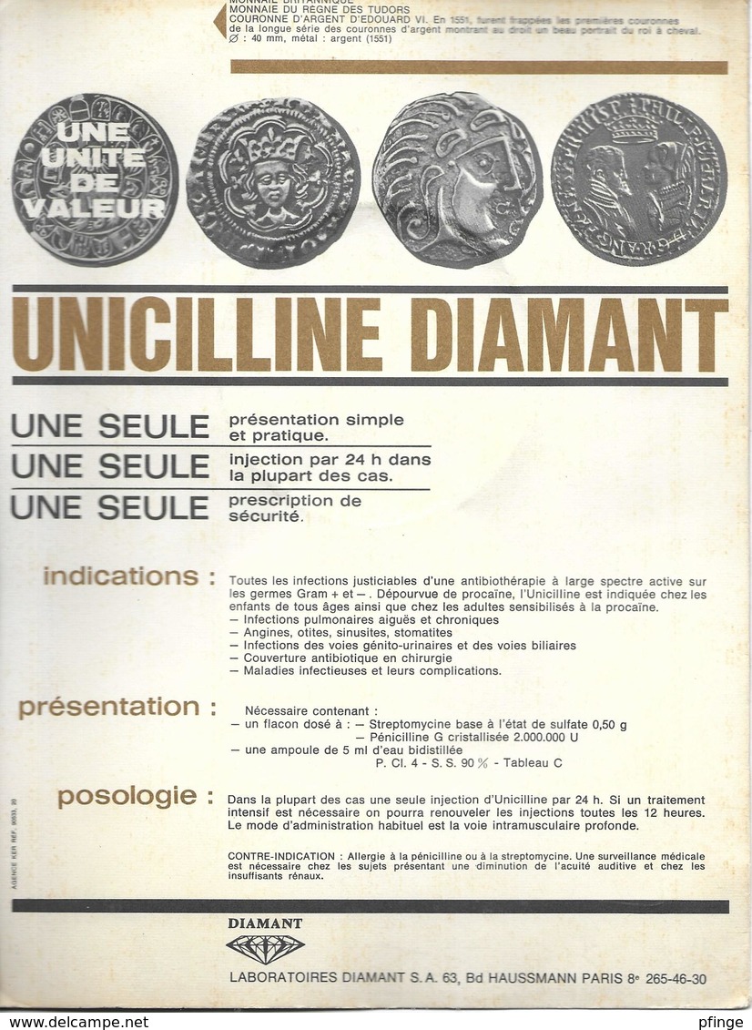 Couronne D'argent D'Edouard VI (1551)  - Publicité Médicale Unicilline Diamant - Fictifs & Spécimens