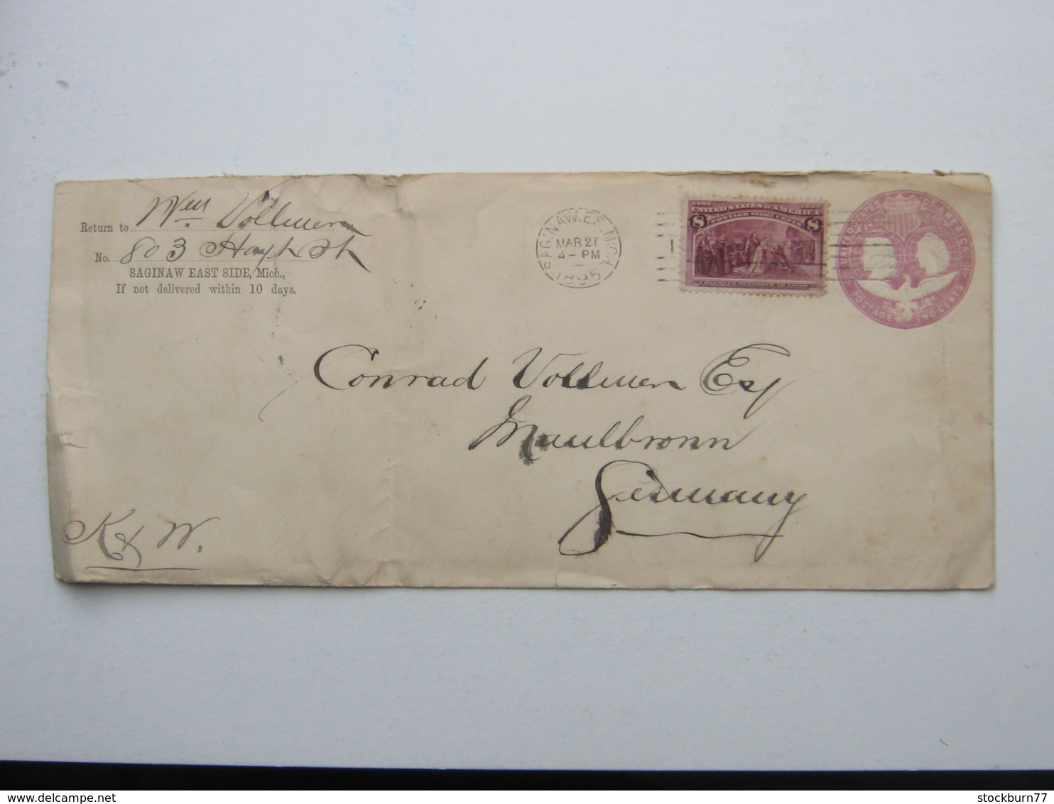 1895 , 8 Cent On Cover To Germany - Covers & Documents