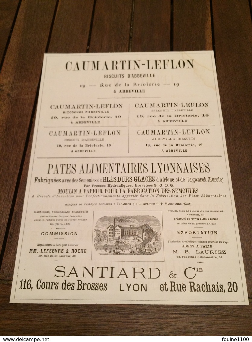 CAUMARTIN LEFLON à ABBEVILLE Usine SANTIARD à LYON Macaron De BEAUMONT BELGIQUE Usine à Saint Brice JAVOUHEY à CHARTRES - 1800 – 1899