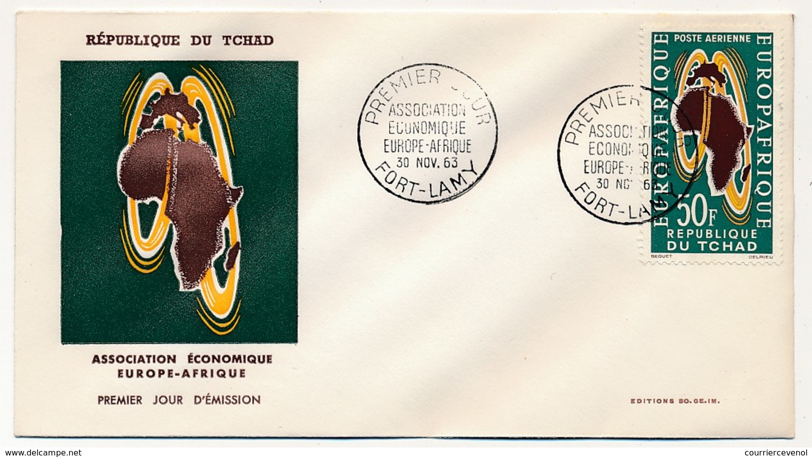 TCHAD => Enveloppe FDC - Association Economique Europe Afrique - 30 Nov 1960 - Fort Lamy - Tchad (1960-...)