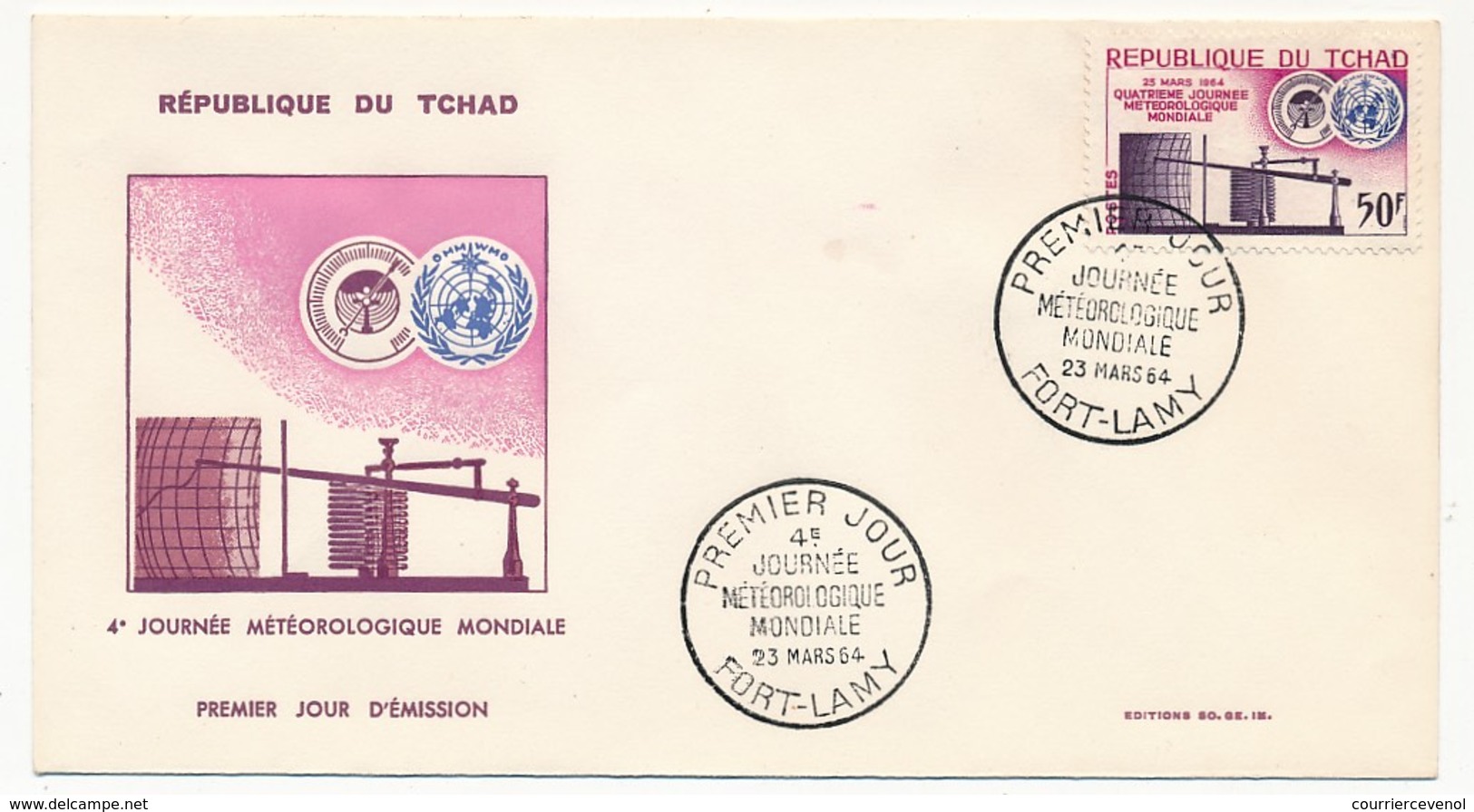 TCHAD => Enveloppe FDC - 4eme Journée Météorologique Mondiale - 23 Mars 1964 - Fort Lamy - Tchad (1960-...)