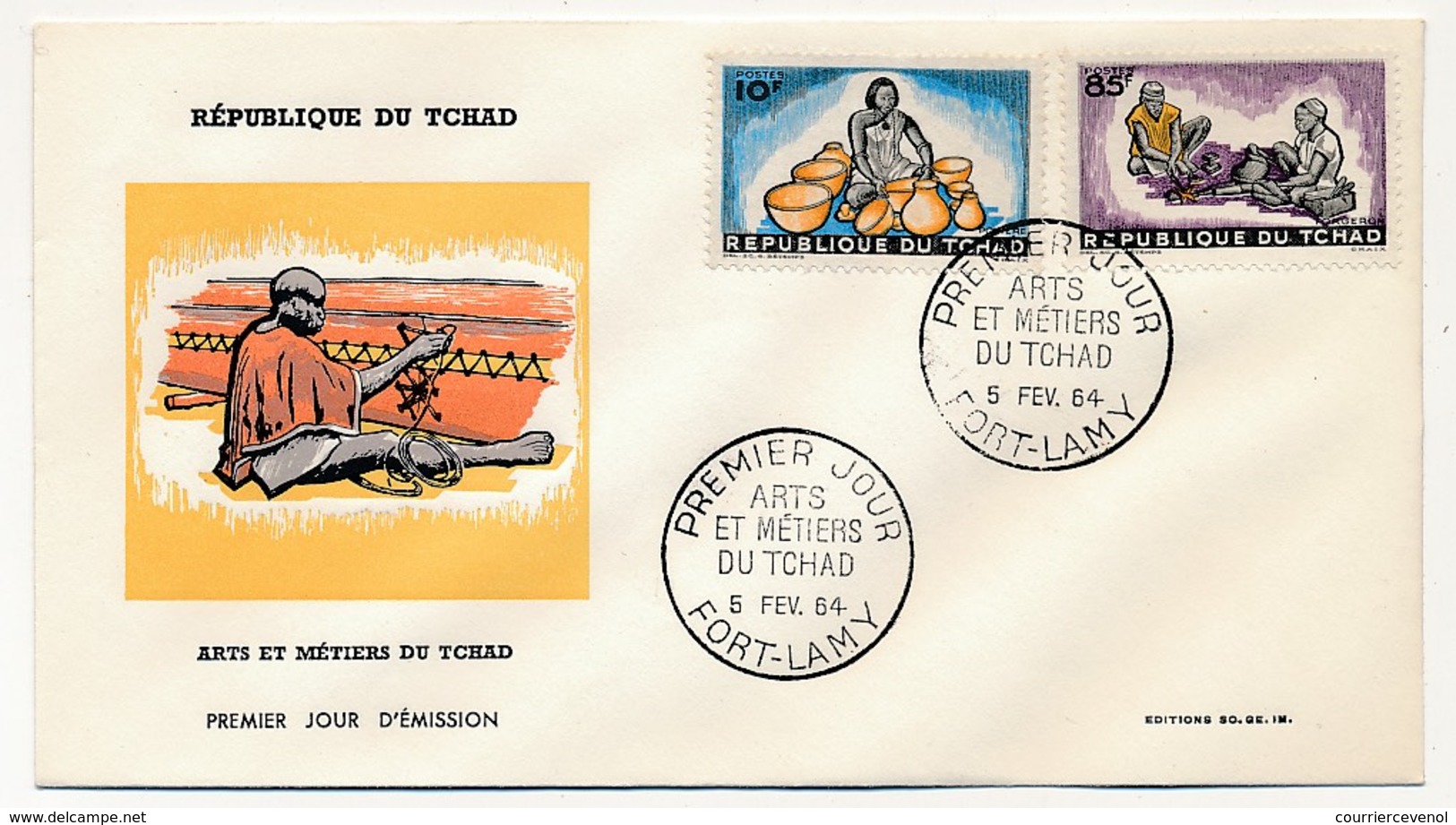 TCHAD => 2 Enveloppes FDC - Arts Et Métiers Du Tchad - 5 Février 1964 - Fort Lamy - Chad (1960-...)