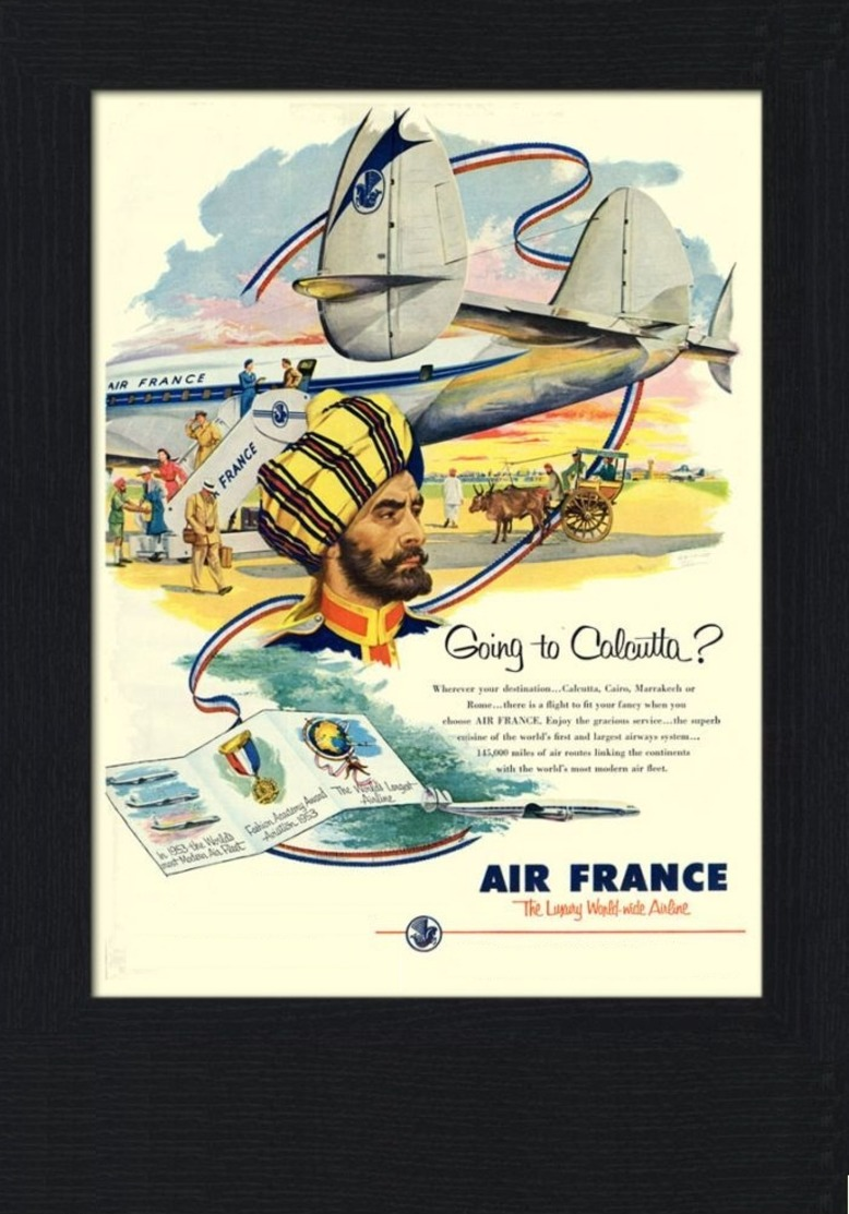 Aviation Postcard Air France Calcutta - Reproduction - Pubblicitari