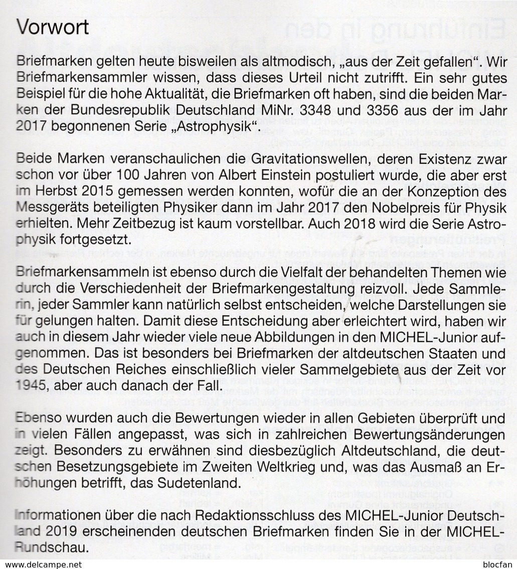 Briefmarken MlCHEL Junior 2019 Neu 10€ Deutschland DR 3.Reich Danzig Saar Berlin SBZ DDR AM BRD ISBN 97839540222588 - Sachbücher