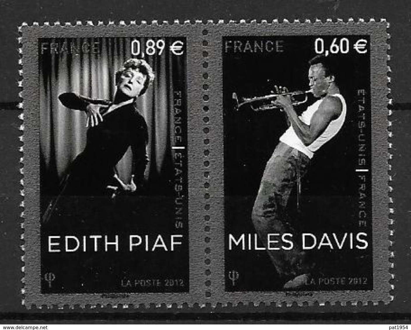 France 2012 N° 4671/4672 Neufs En Paire Edith Piaf Et Miles Davis à La Faciale - Unused Stamps