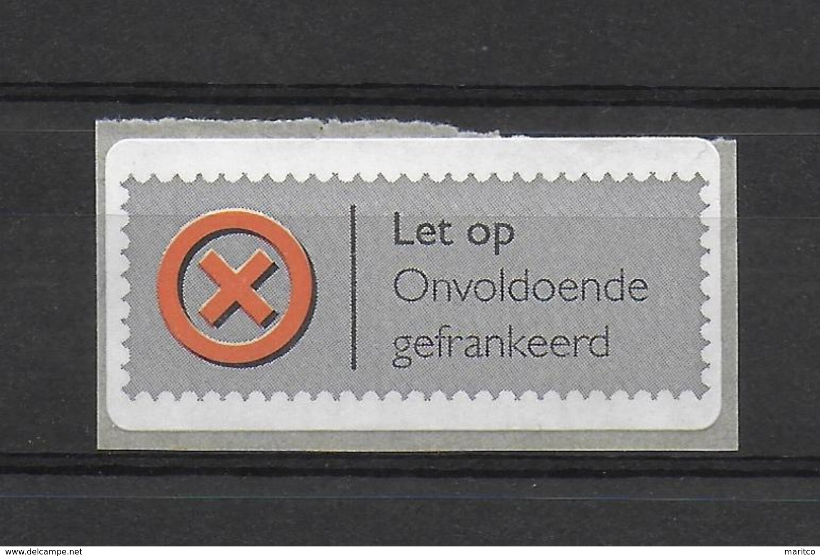 Nederland Postal Test Label Vignet For Marking Insufficient Franking During The Postal Sorting Proces Around 2006 - Sonstige & Ohne Zuordnung