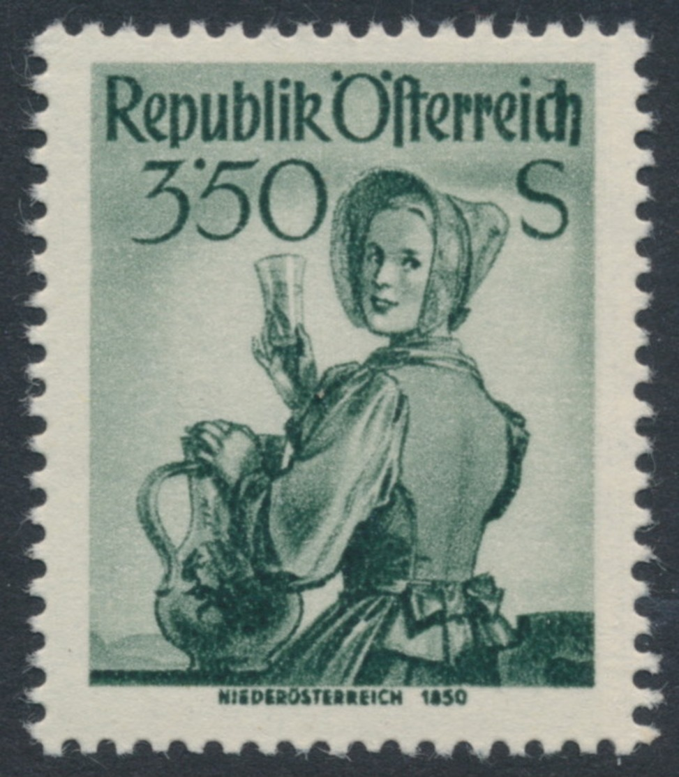 AUSTRIA / ÖSTERREICH - 1951 3.50G Dark Grey-green Regional Costumes Definitive, MNH – Michel # 923 - Unused Stamps