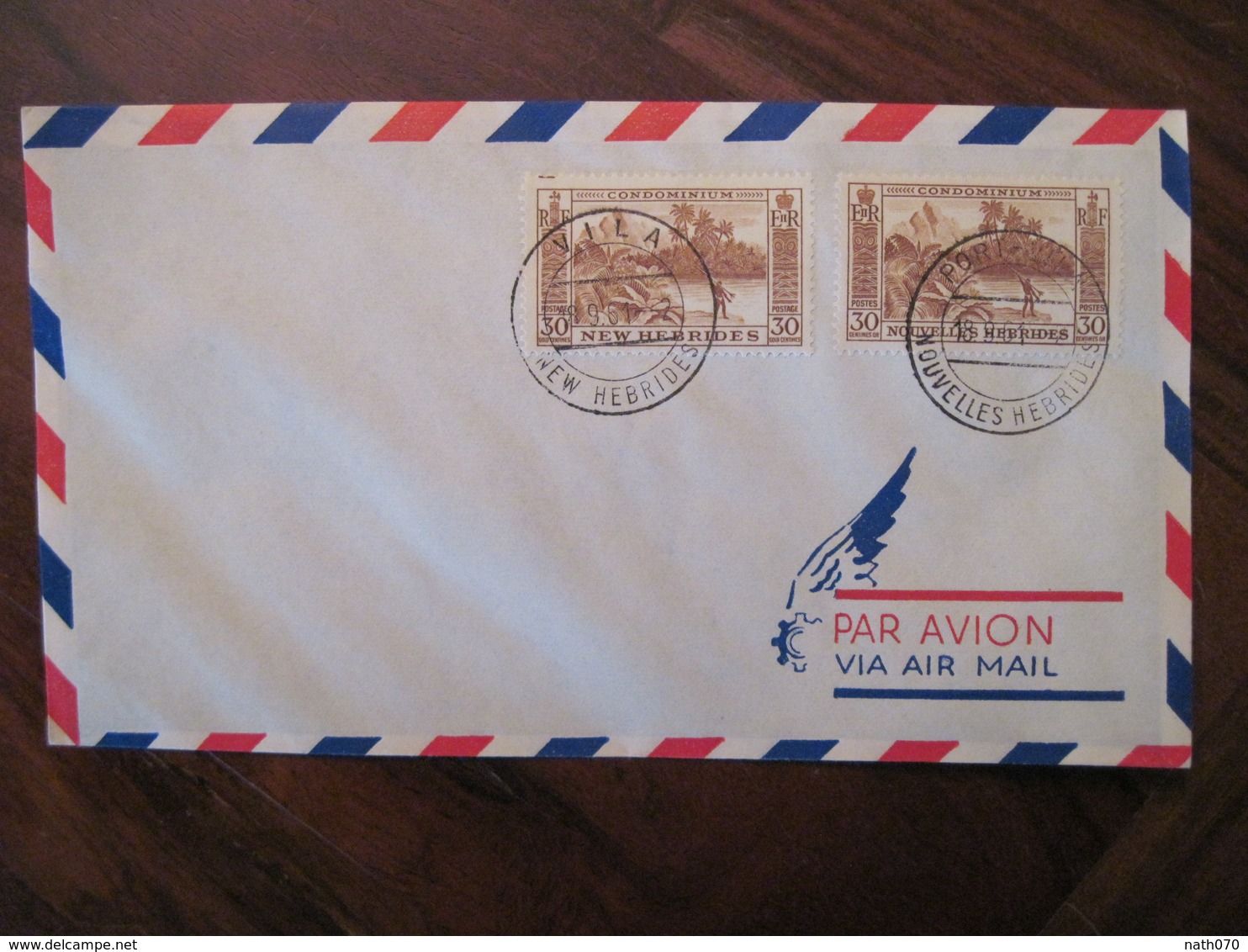 New Hebrides Nouvelles 1961 Légende Anglaise Et Française Port Vila Air Mail France Par Avion Enveloppe Condominium PA - Storia Postale