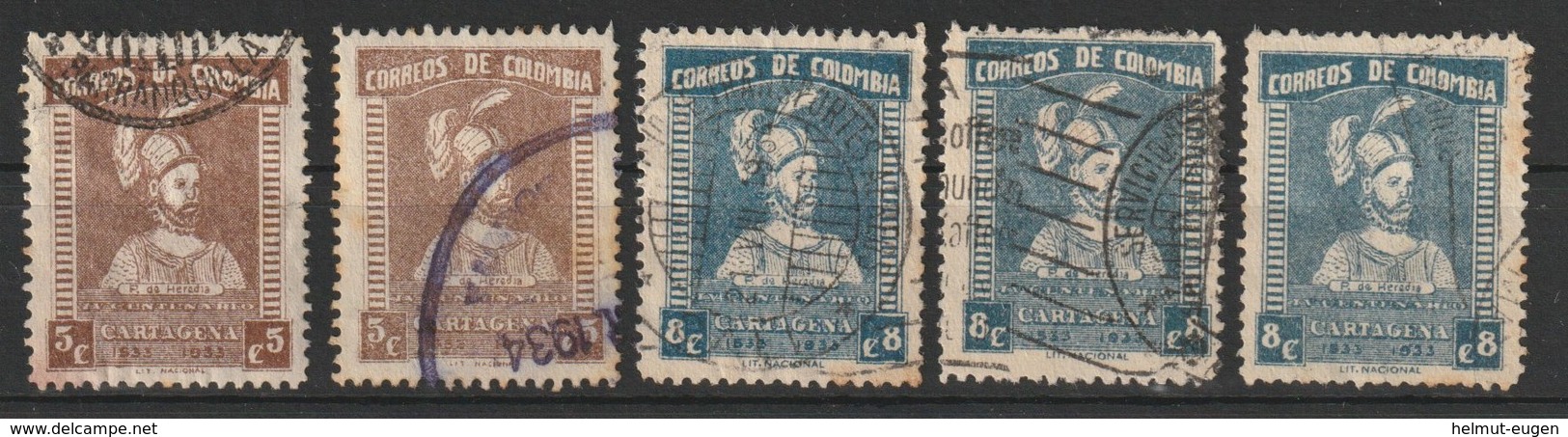 MiNr. 344 - 345  Kolumbien 1933, 30. Dez. 400 Jahre Stadt Cartagena De Las Indias (I) - Kolumbien