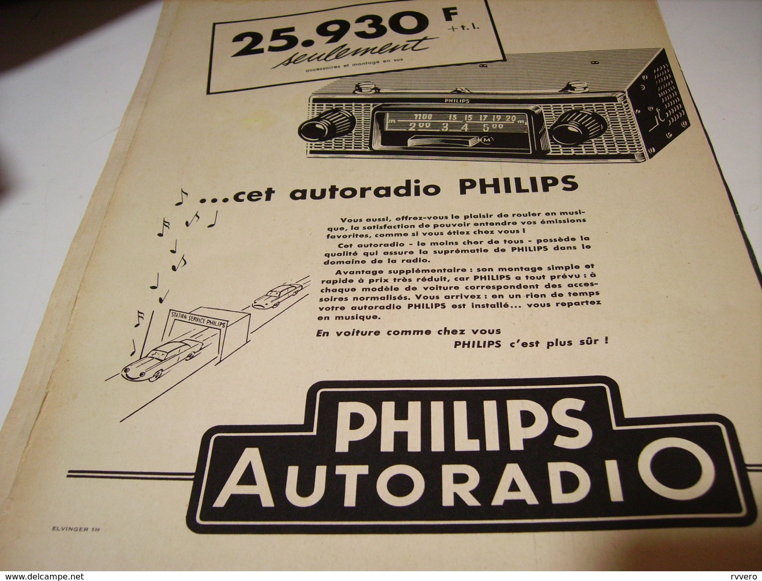 ANCIENNE PUBLICITE AUTORADIO  PHILIPS 1958 - Autres & Non Classés