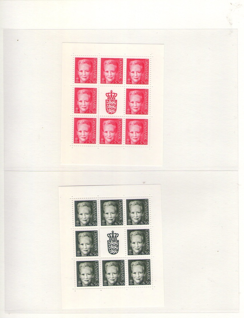 Denmark  2  Sheet   Stemps Dr. Margrethe 2^  Kr  550 + 650   New - Blocchi & Foglietti