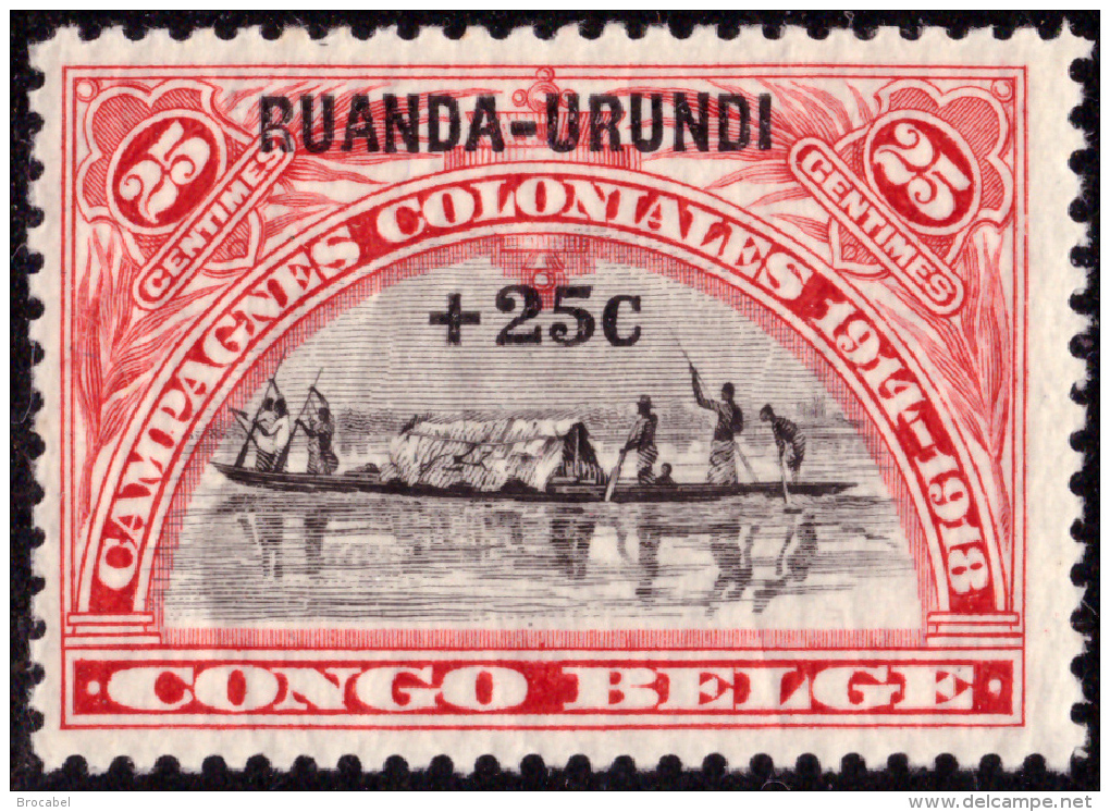 Ruanda 0077 SG  25c Rouge Surchargé 25c - Neufs