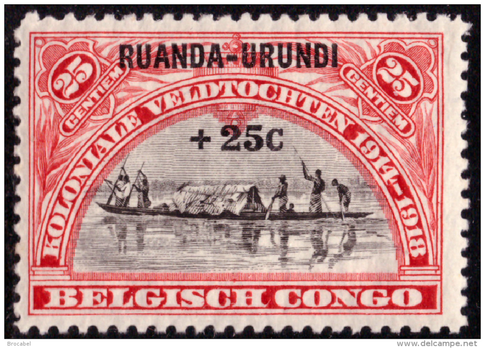 Ruanda 0078 SG  25c Rouge Surchargé 25c - Neufs