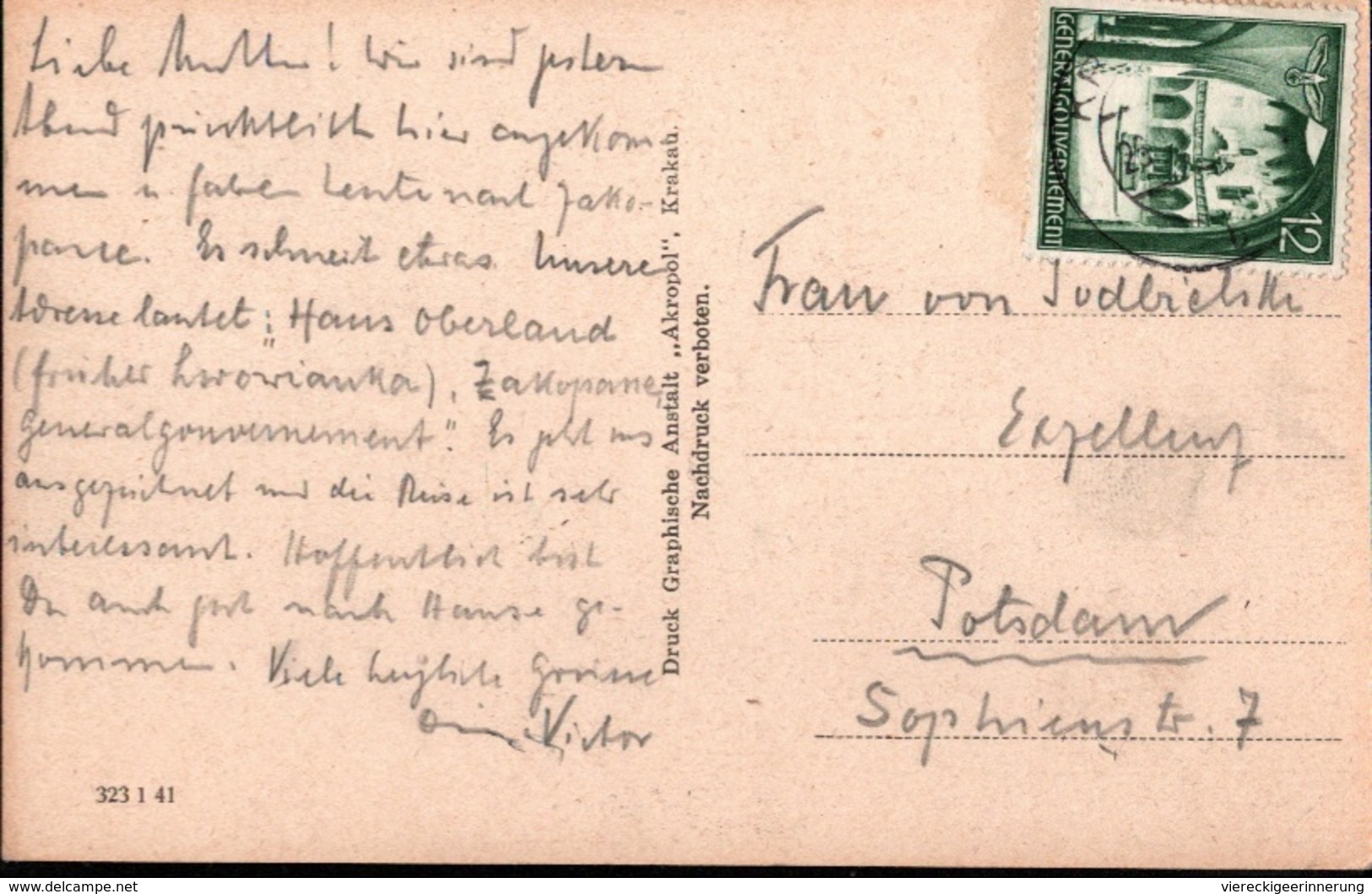 ! Alte Ansichtskarte Aus Krakau Autograph Victor Von Podbielski, Politiker, OBM Frankfurt/Oder, Gelaufen Nach Potsdam - Other & Unclassified