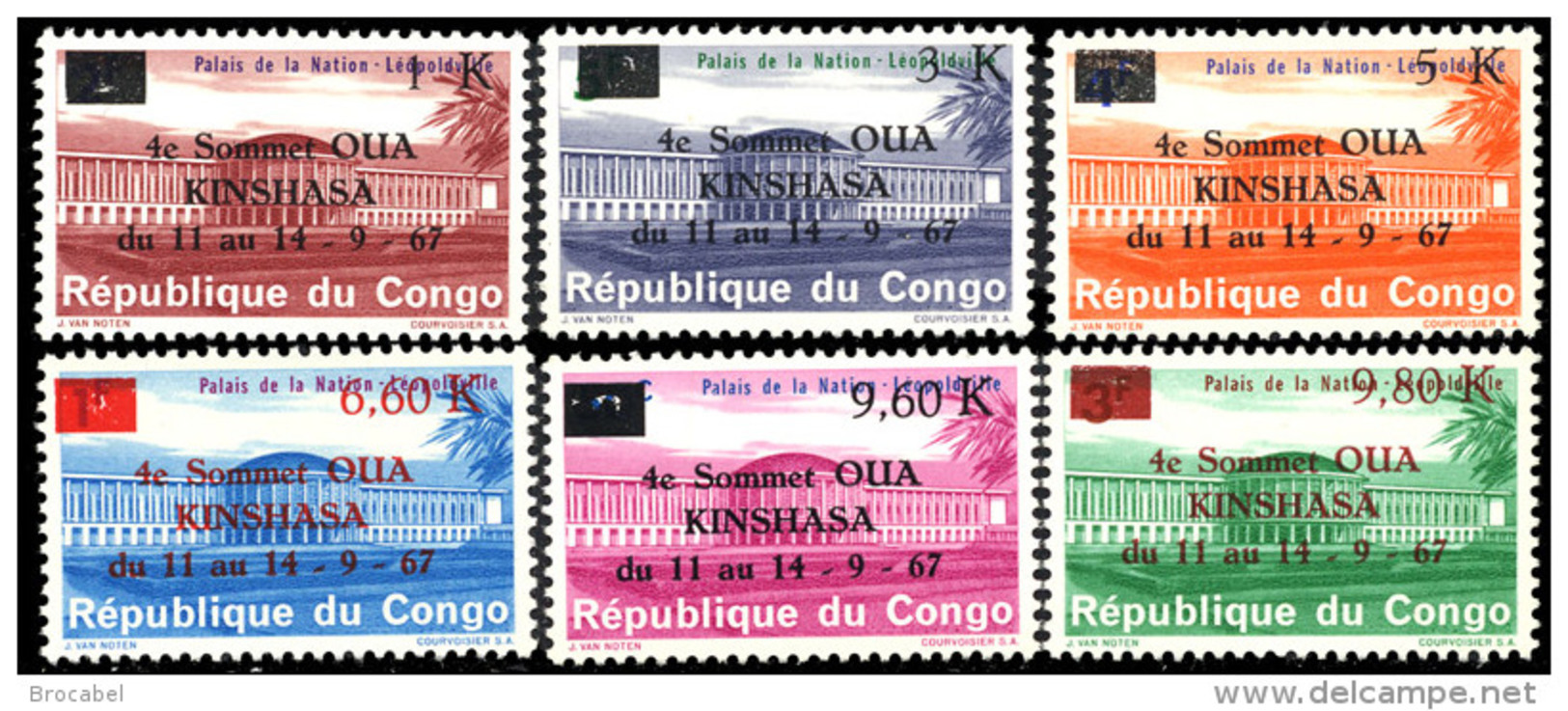 Congo 0646/51 **  O U A   Palais Des Nations Surcharges  MNH - Ongebruikt