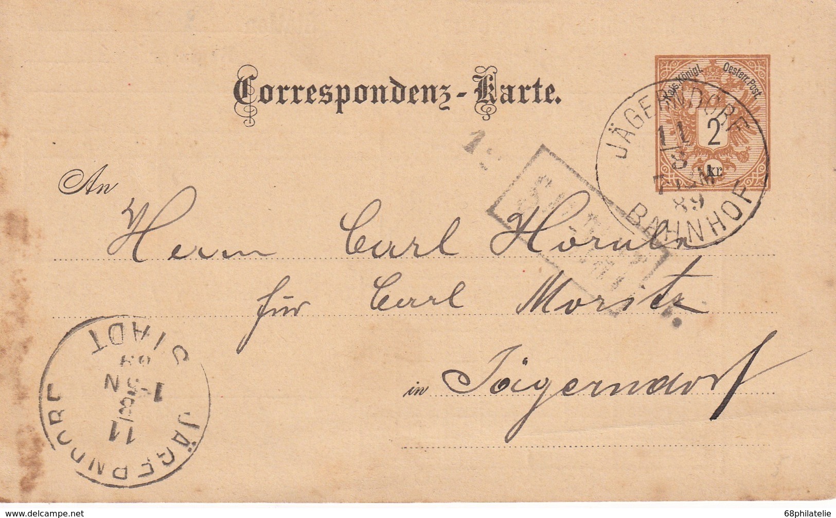 AUTRICHE 1889  ENTIER POSTAL/GANZSACHE/POSTAL STATIONERY  CARTE  DE JÄGERNDORF - Autres & Non Classés