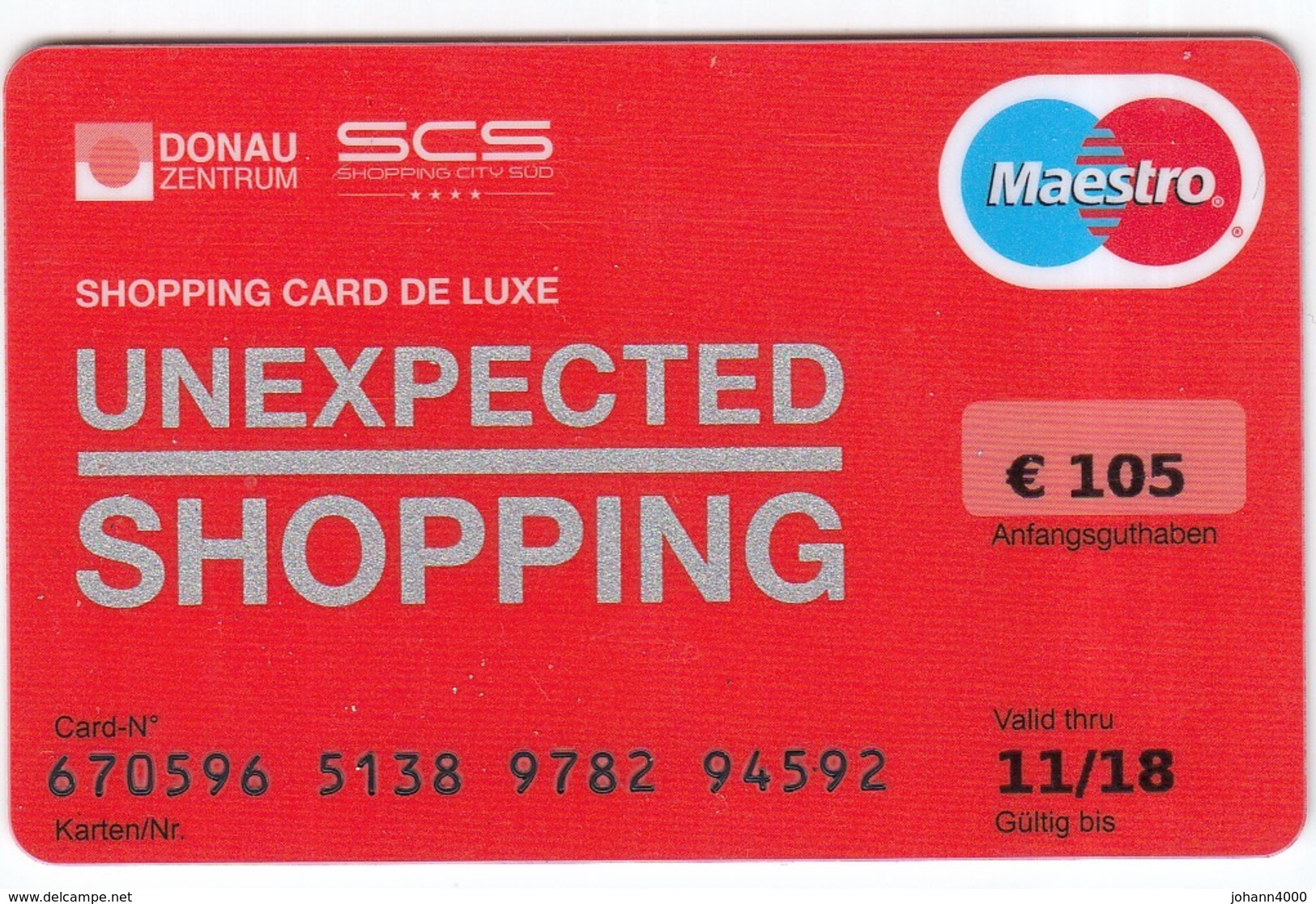 Geschenkkarte  SCS  UNEXPECTED SHOPPING  Gift - Gift Cards