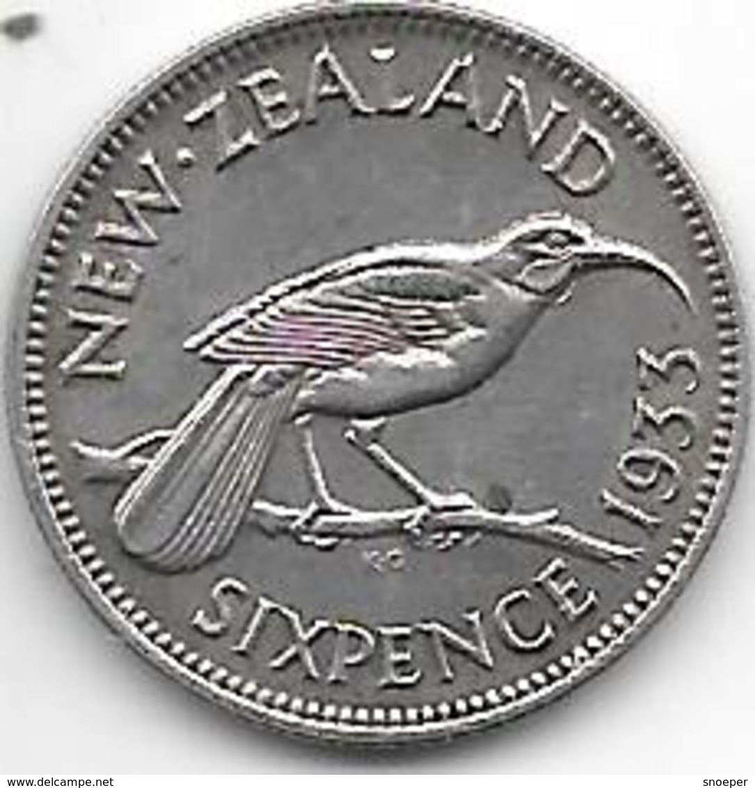 *new Zealand  6 Pence 1933 Km 2  Xf++ Catalog Val  Xf+ =60,00$ - New Zealand