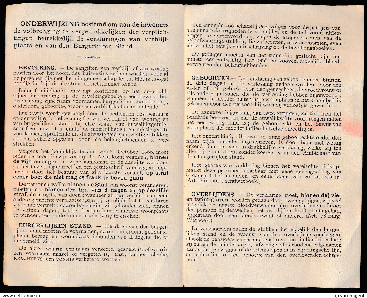 AALST - DOKUMENT 1899 STAD AELST INSCHRIJVING OP DE BEVOLKINGSBOEKEN  - ZIE 3 AFBEELDINGEN - MOOIE STAAT - Aalst