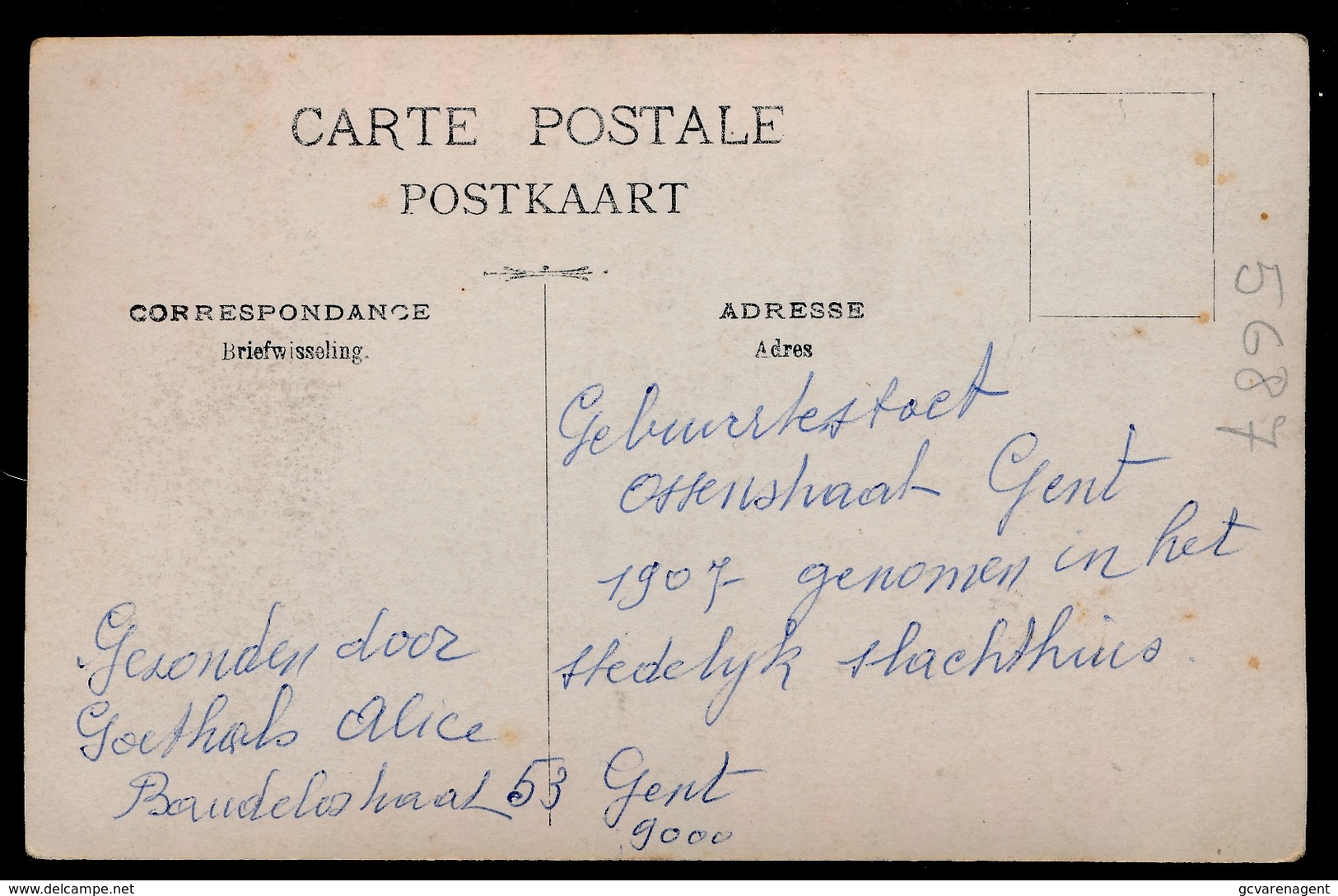 GENT UITZONDERLIJKE FOTOKAART - GEBUURTESTOET OSSENSTRAAT 1907 STEDELIJK SLACHTHUIS _ 2 AFBEELDINGEN - Gent