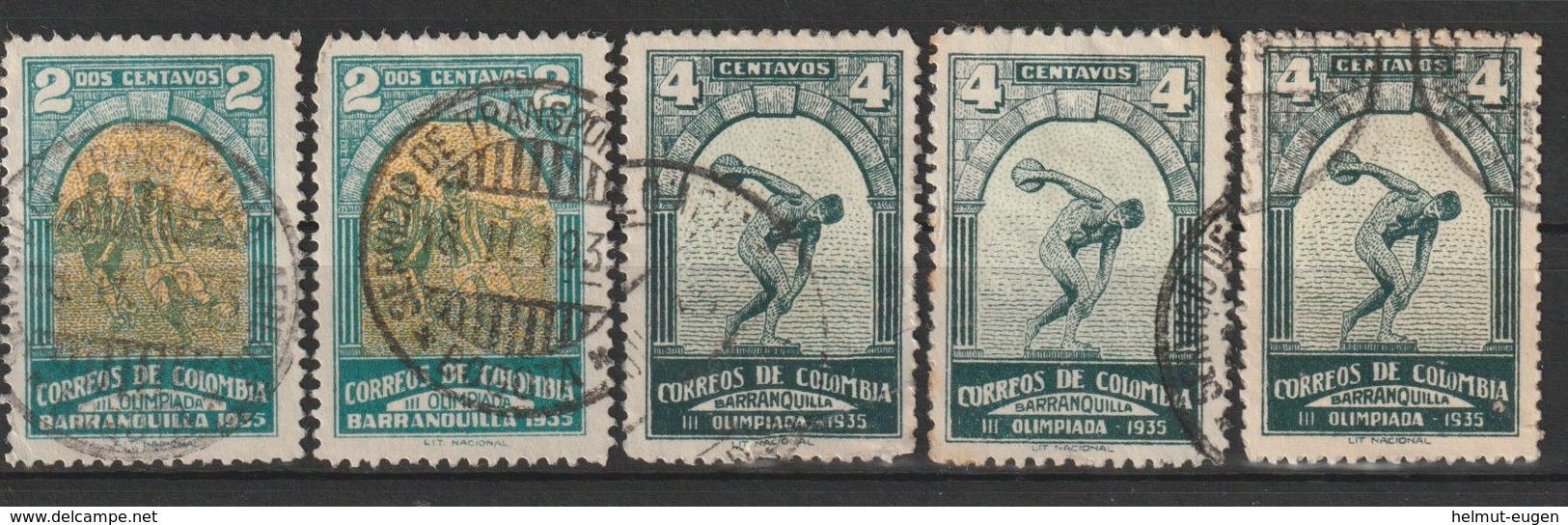 MiNr. 351 - 352  Kolumbien 1935, 26. Jan. 3. Internationale Olympische Spiele Süd- Und Mittelamerikas, Barranquilla. - Kolumbien