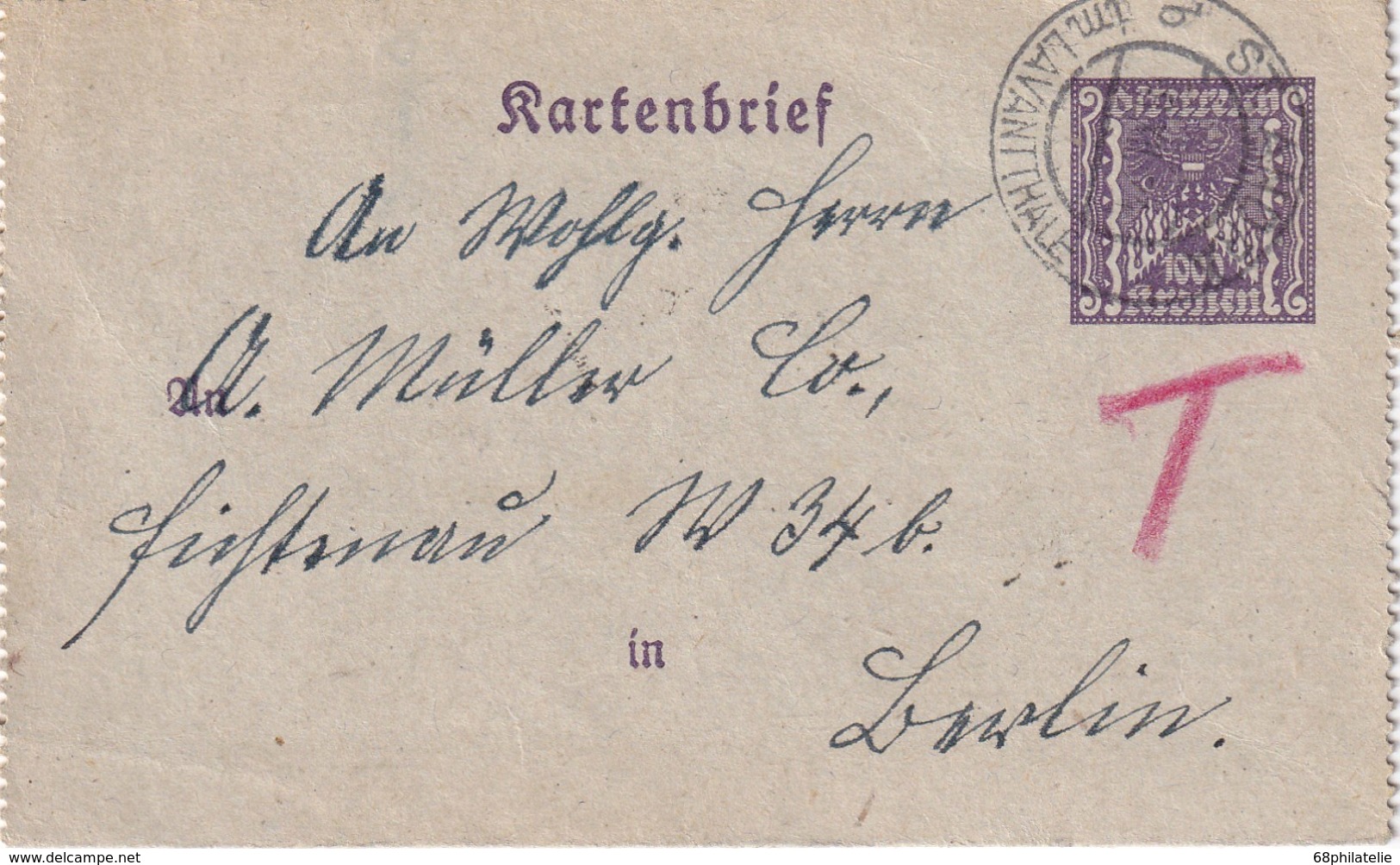 AUTRICHE 1924  ENTIER POSTAL/GANZSACHE/POSTAL STATIONERY  CARTE-LETTRE TAXEE - Autres & Non Classés