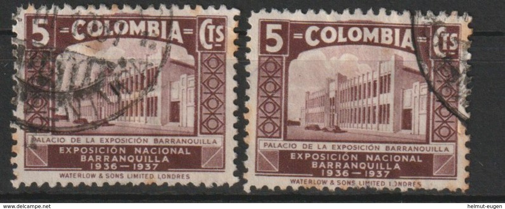 MiNr. 381 - 383  Kolumbien 1937, 4. Jan. Nationale Industrie-Ausstellung, Barranquilla. - Kolumbien