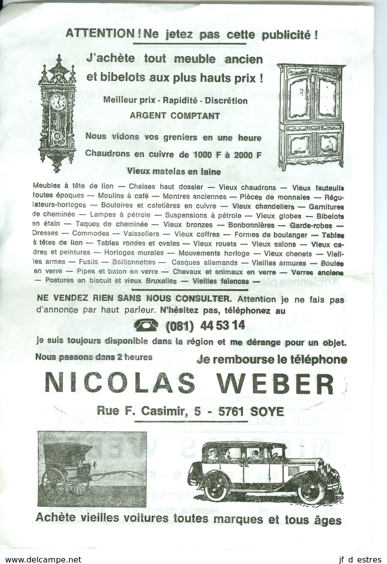 Feuillet Publicitaire Nicolas Weber Soye Vide Maison - 1950 - ...