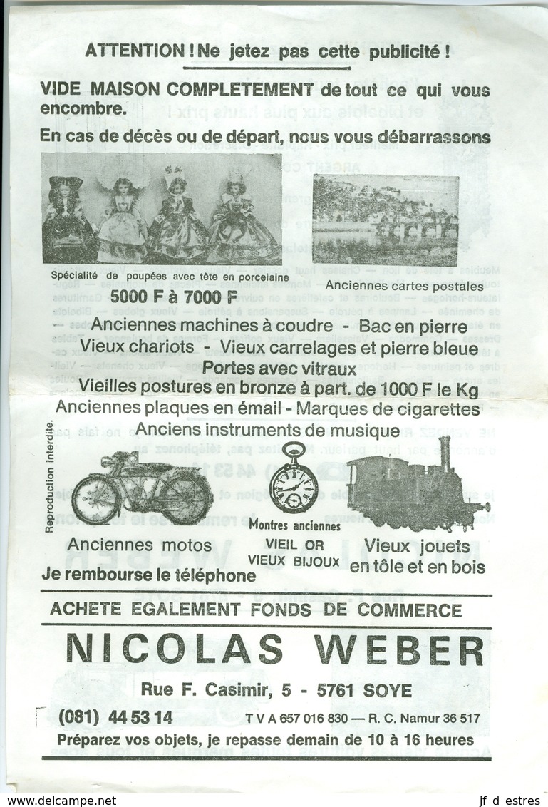 Feuillet Publicitaire Nicolas Weber Soye Vide Maison - 1950 - ...