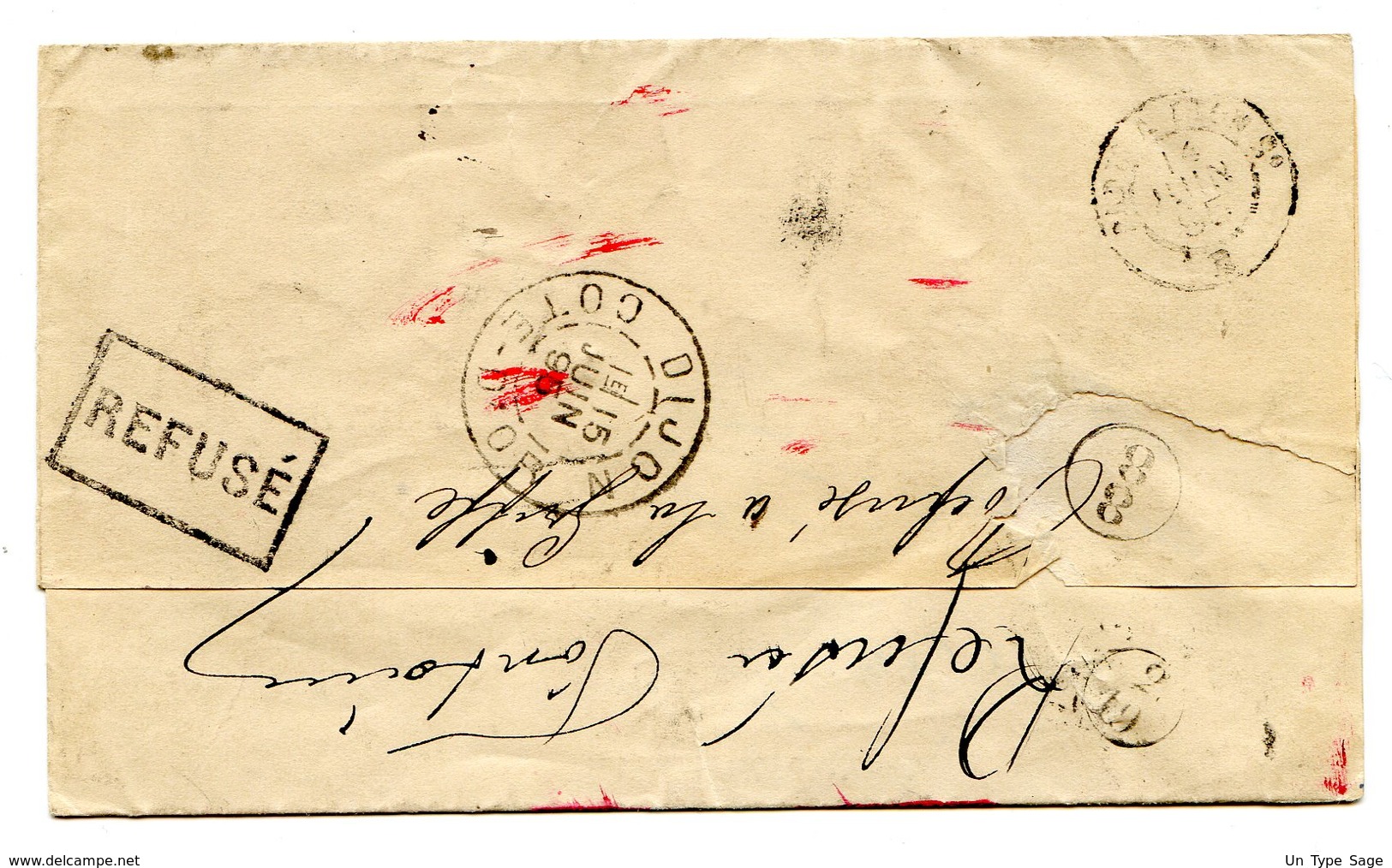 France - Lettre De 1895 Taxée 3 Fois (Taxe N°33), Avec Cachets Taxe, Refusé Et Retour à L'envoyeur - (B1234) - 1877-1920: Période Semi Moderne