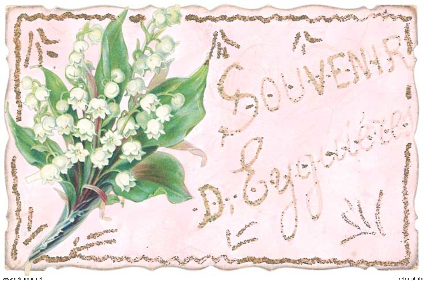 Cpa Souvenir D' Eyguières ( Fleurs, Muguet, Ajoutis Paillettes ) - Eyguieres