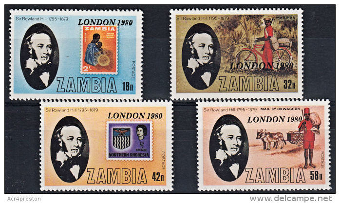 Zm0301 ZAMBIA 1980, SG 301-4 'London '80' International Stamp Exhibition  MNH - Zambia (1965-...)