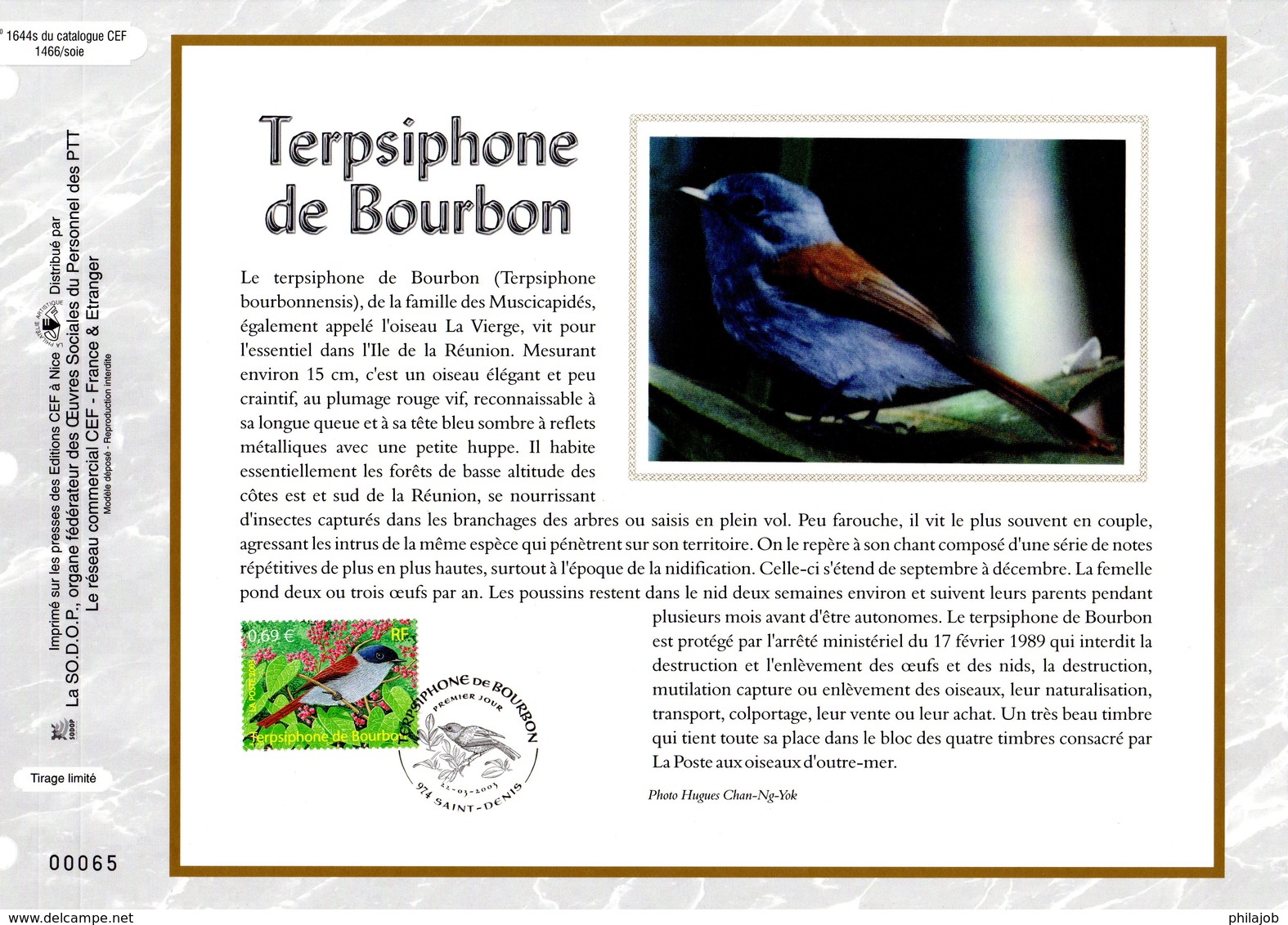 " TERPSIPHONE DE BOURBON " Sur Feuillet CEF 1er Jour En SOIE De 2003 " N° 1644s. N° YT 3551. FDC - 2000-2009