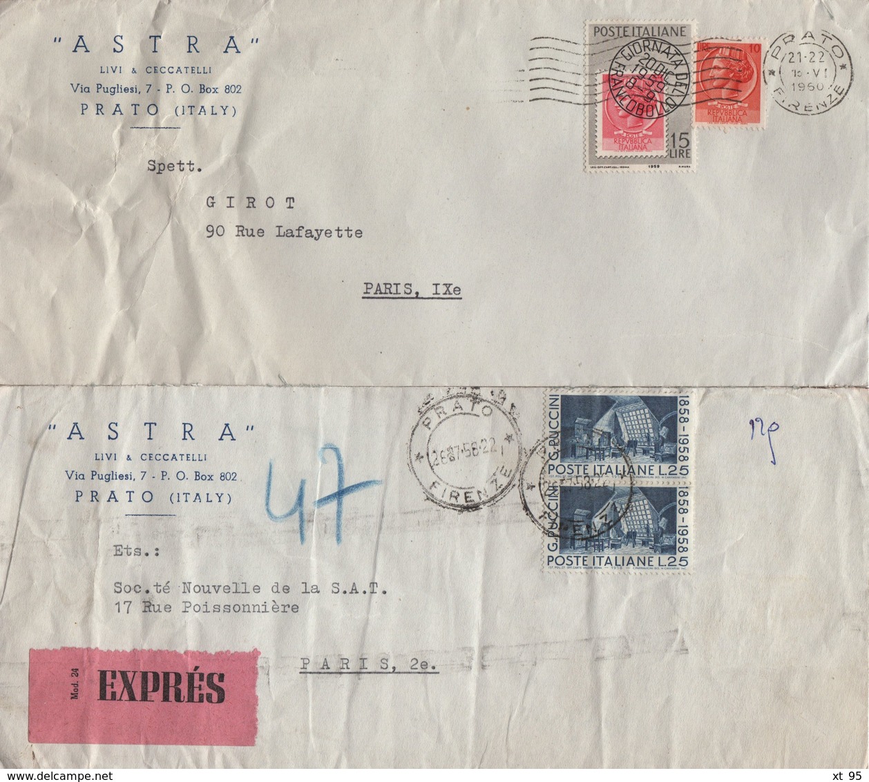 Italie - Lot De 21 Lettres à Destination De France - 1946-60: Marcophilie