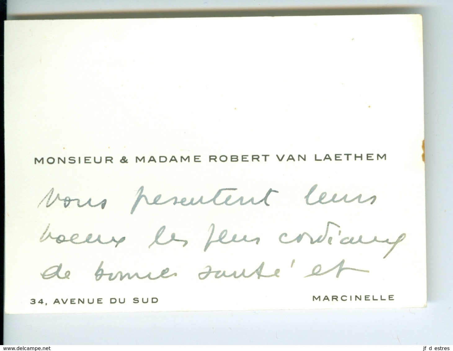 Carte De Visite Autographe MM Robert Van Laethem Marcinelle Vers 1960 - Cartes De Visite