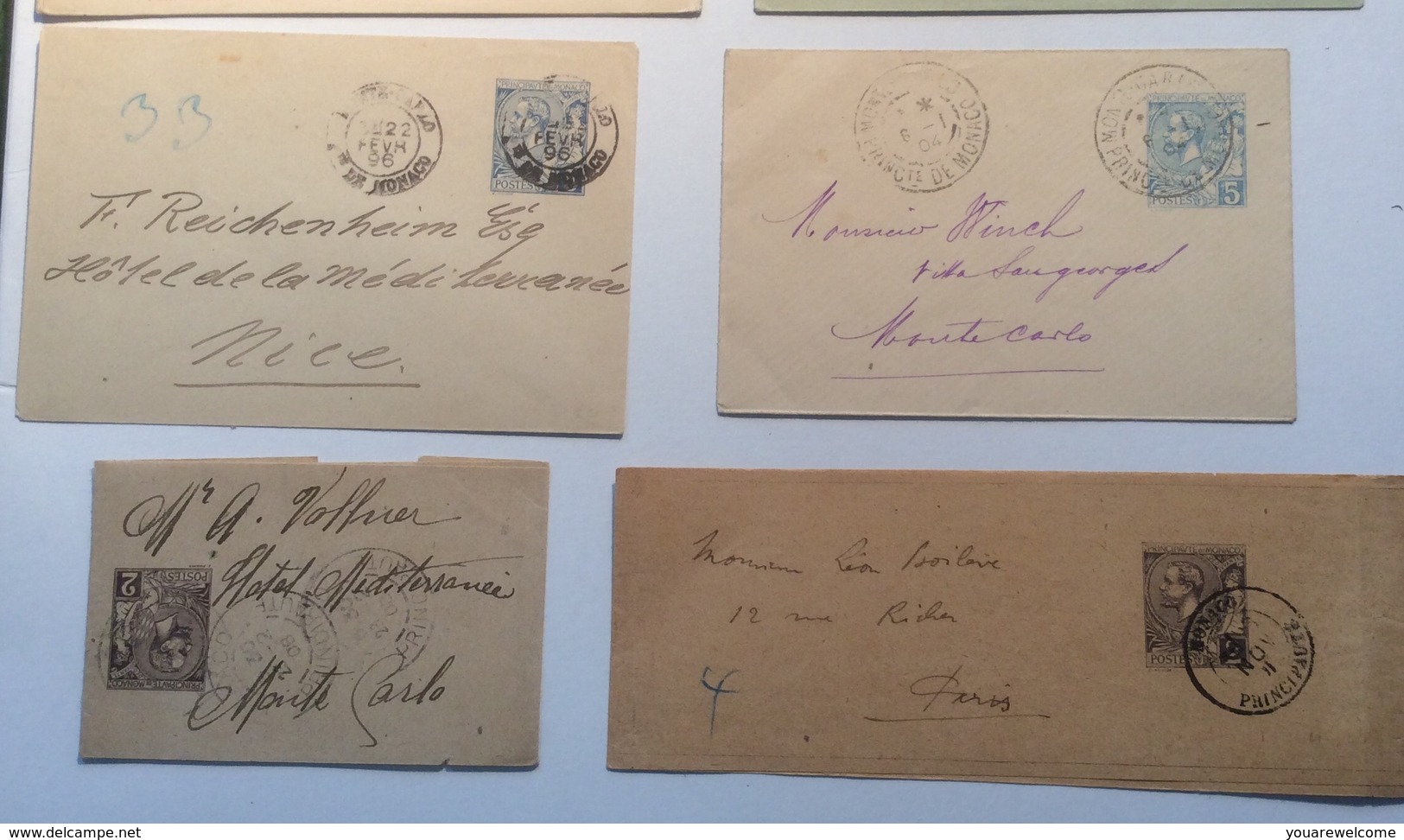 MONACO 1895-1906 8 Entiers Postaux Albert 1er DIFFERENTS Oblit, TB  (cover Entier Postal Postal Stationery - Covers & Documents