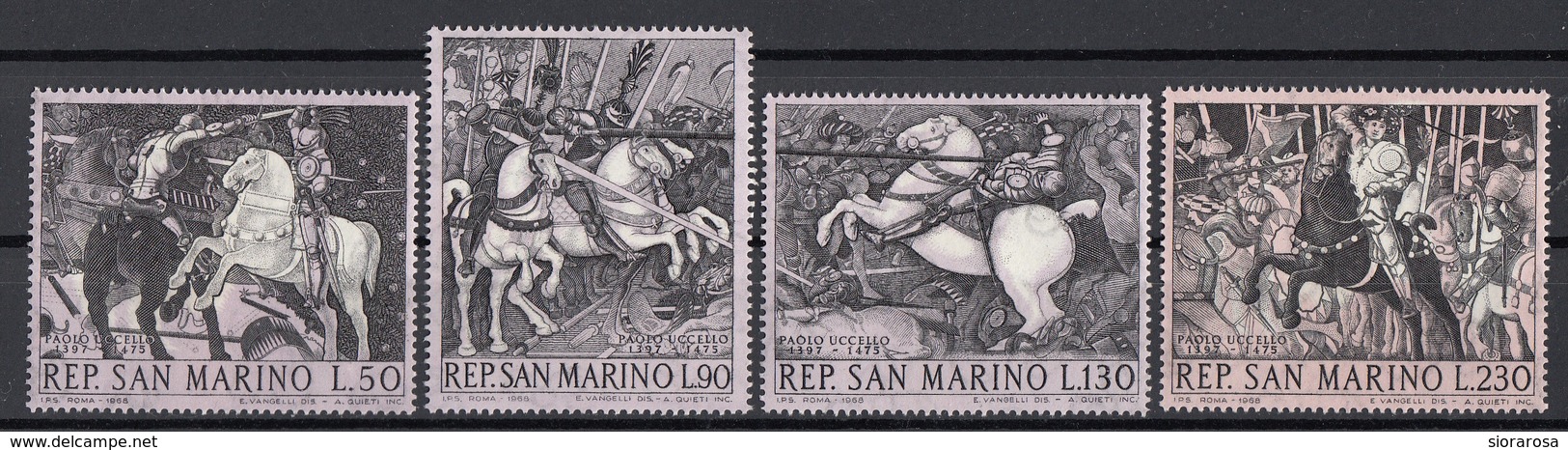 San Marino 1968 Bf. 774/777 "Battaglia S. Romano" Quadro Dipinto P. Uccello Full Set MNH Paintings Tableaux - Altri & Non Classificati