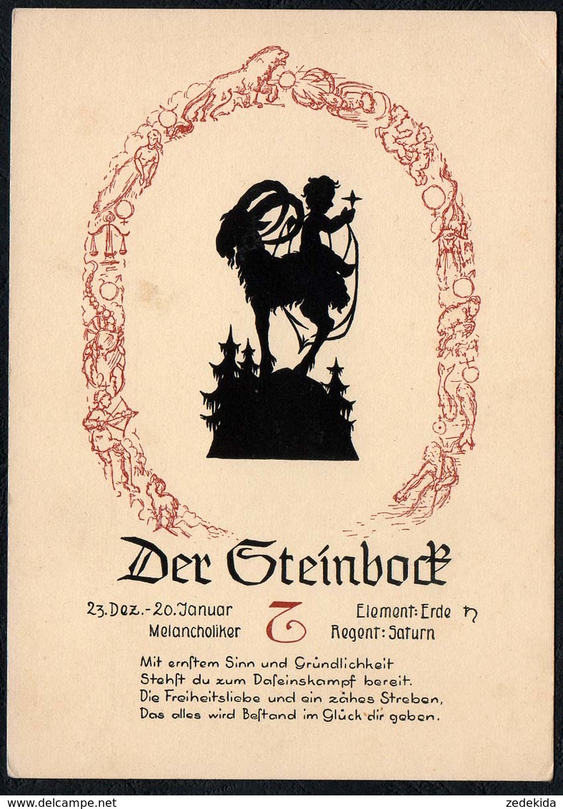 C0608 - Scherenschnitt - Tierkreiszeichen Steinbock - Engel Angel Elfen - Verlag August Gunkel - Scherenschnitt - Silhouette