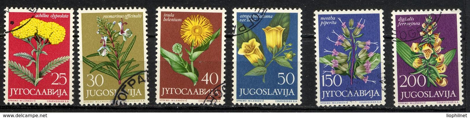 YOUGOSLAVIE JUGOSLAVIA 1965, Yvert 1013/18, FLORE MEDICINALE, 6 Valeurs, Oblitérés / Used. R034 - Heilpflanzen