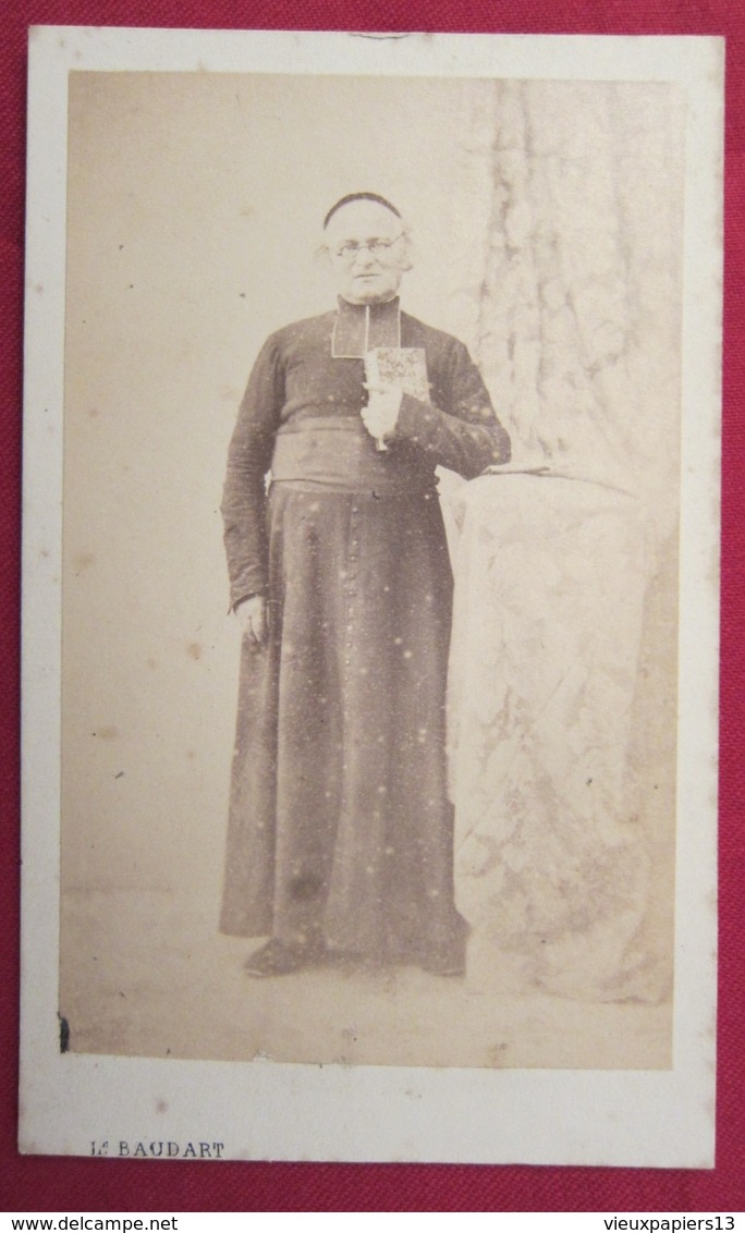 Ancienne Photo Cdv Albumine Abbé Aubert Curé De St Rémi De REIMS 1870 - Photographie Baudart, Reims - Anciennes (Av. 1900)