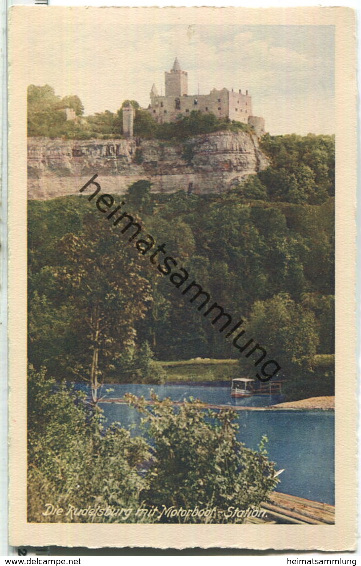 Rudelsburg - Motorboot-Station - Verlag Richard Zieschank Rudolstadt - Rudolstadt