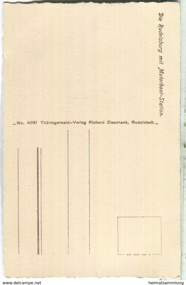 Rudelsburg - Motorboot-Station - Verlag Richard Zieschank Rudolstadt - Rudolstadt