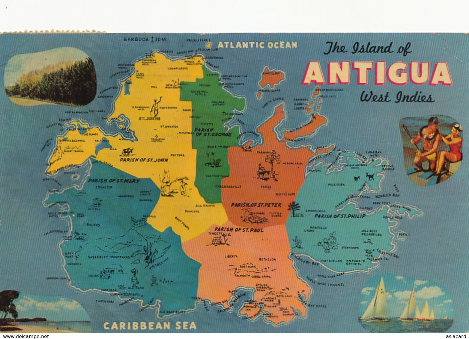 Antigua West Indies Map P. Used 2 Stamps From Antigua ST Johns 1964 - Antigua E Barbuda