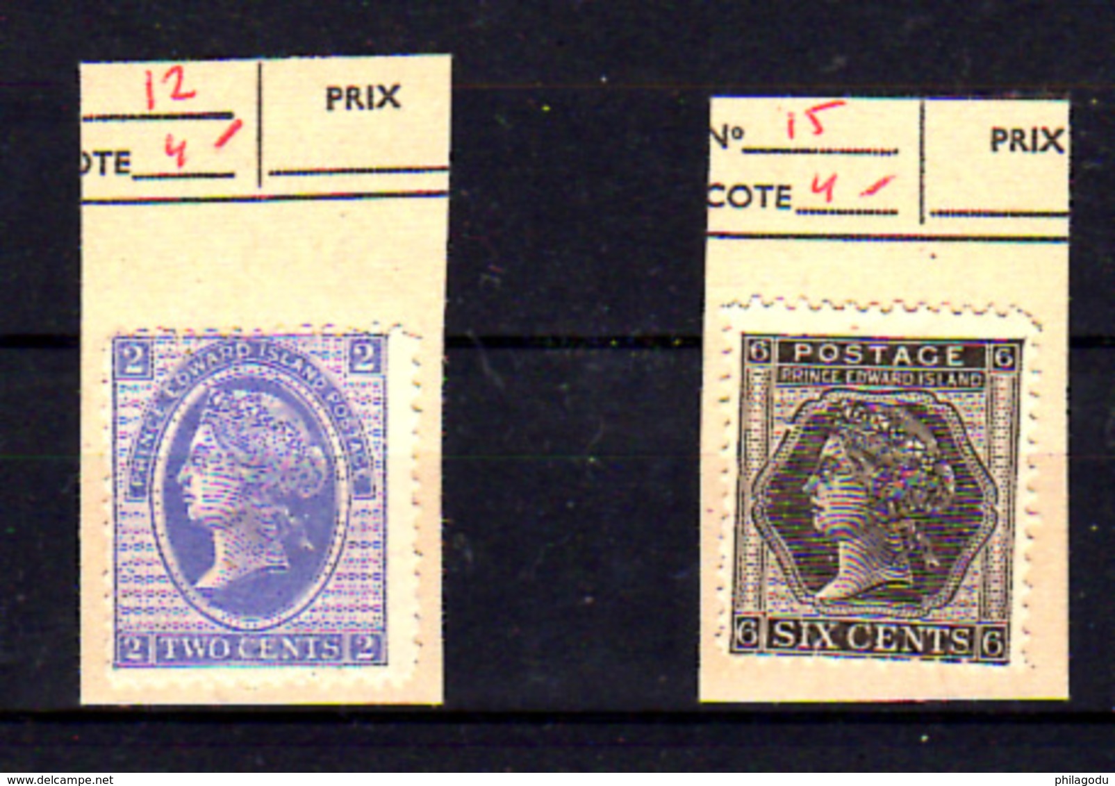 1872   Prince Edouard, Reine Victoria, 12 Et 15 Sg, Cote 34 €,  No Glue  Without Gom - Prince Edward (Island)